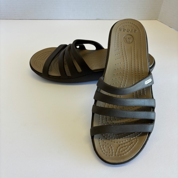 CROCS Shoes - Crocs Rhonda Women’s Slip On Wedges Brown SZ 8